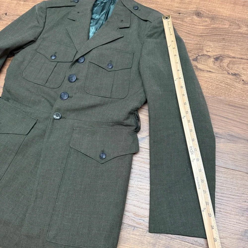 Vintage US Marine Corps Men 38R Military Service Alpha Uniform Jacket Green Wool